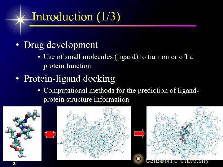 Introduction (1/3) • Drug development • Use of small molecules (ligand) to turn on