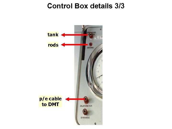 Control Box details 3/3 tank rods p/e cable to DMT 