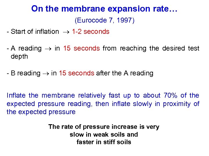 On the membrane expansion rate… (Eurocode 7, 1997) - Start of inflation 1 -2