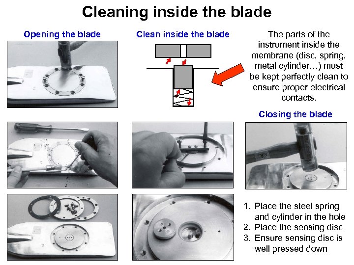 Cleaning inside the blade Opening the blade Clean inside the blade The parts of