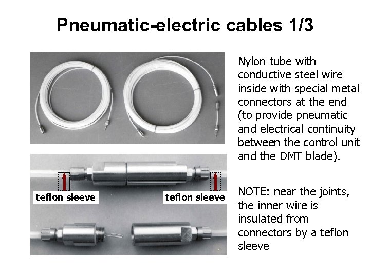 Pneumatic-electric cables 1/3 Nylon tube with conductive steel wire inside with special metal connectors