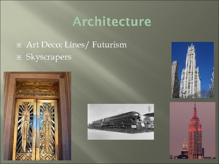 Architecture Art Deco: Lines/ Futurism Skyscrapers 