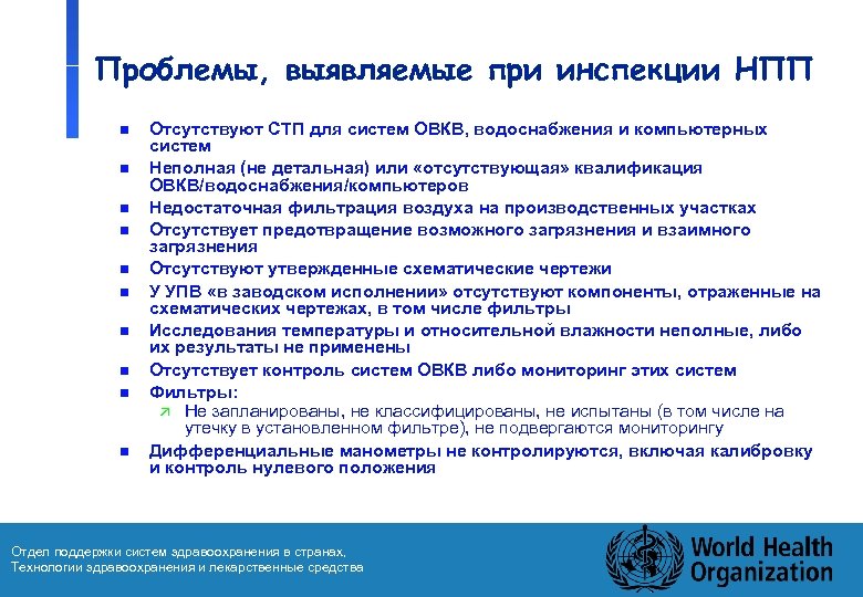 Проблемы, выявляемые при инспекции НПП n n n n n Отсутствуют СТП для систем