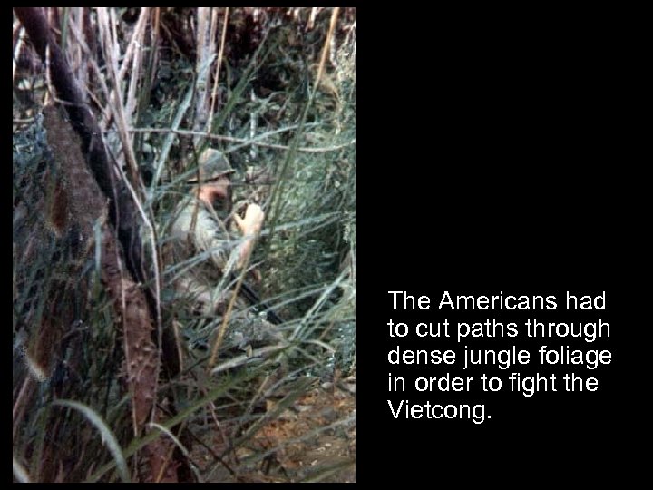 The Americans had to cut paths through dense jungle foliage in order to fight