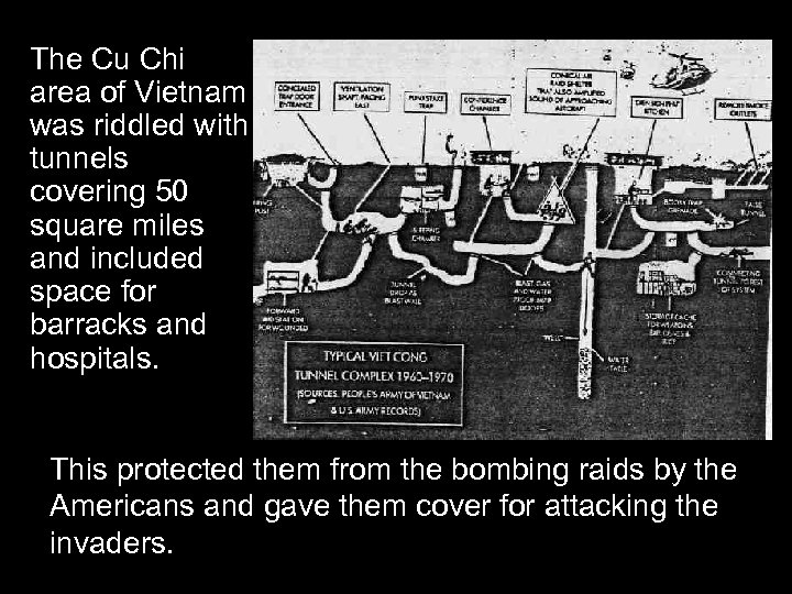 The Cu Chi area of Vietnam was riddled with tunnels covering 50 square miles