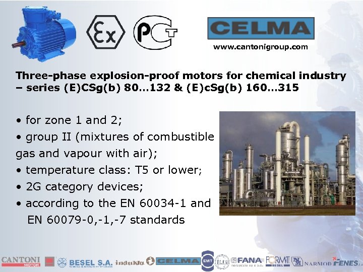 www. cantonigroup. com Three-phase explosion-proof motors for chemical industry – series (E)CSg(b) 80… 132
