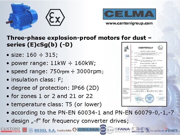 www. cantonigroup. com Three-phase explosion-proof motors for dust – series (E)c. Sg(b) (-D) •