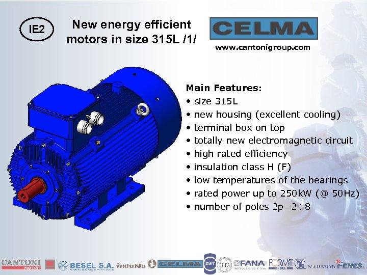 IE 2 New energy efficient motors in size 315 L /1/ www. cantonigroup. com