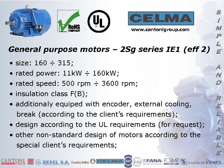 S I M www. cantonigroup. com P L General purpose motors – 2 Sg