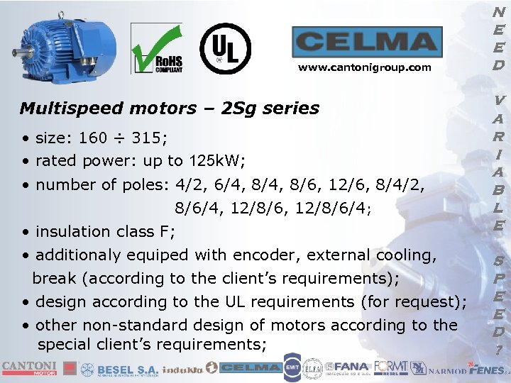 www. cantonigroup. com Multispeed motors – 2 Sg series • size: 160 ÷ 315;
