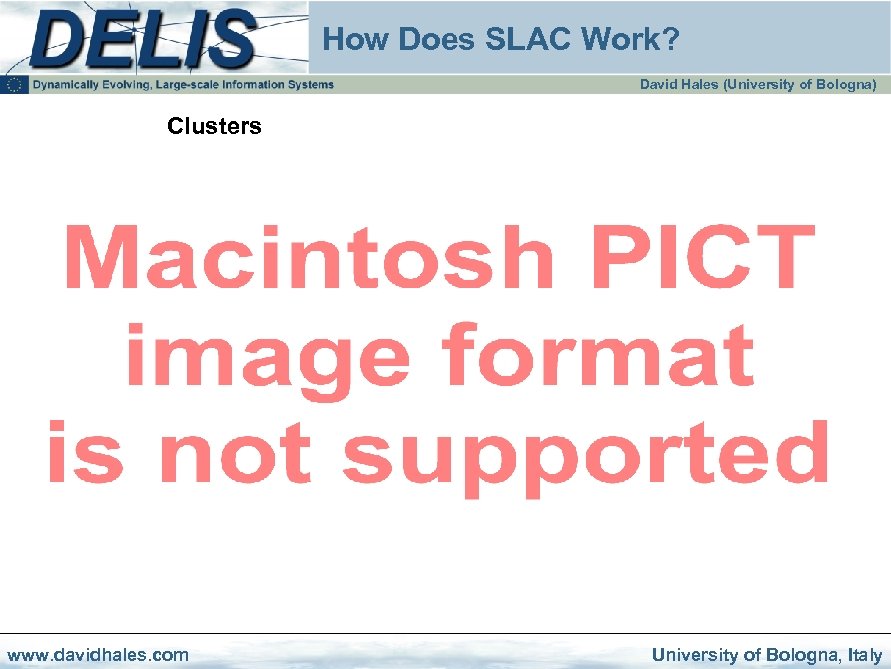 How Does SLAC Work? David Hales (University of Bologna) Clusters www. davidhales. com University