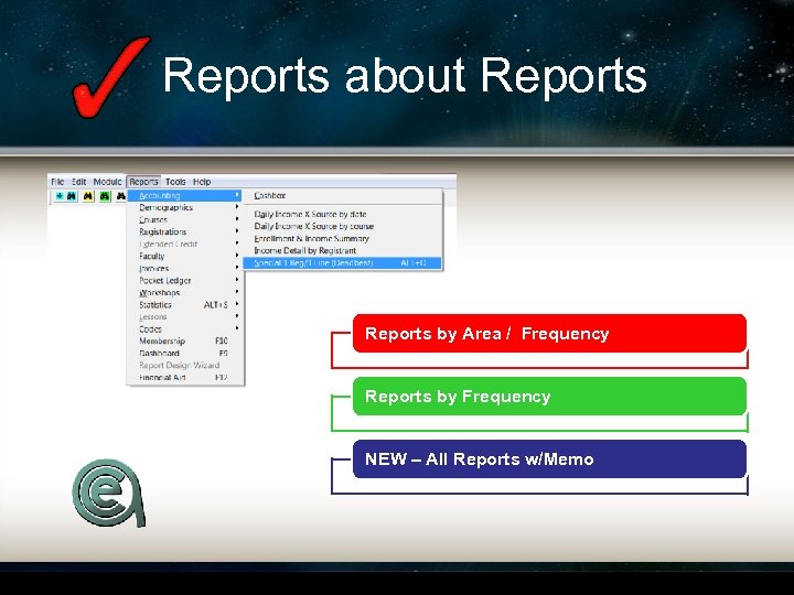 Reports about Reports by Area / Frequency Reports by Frequency NEW – All Reports