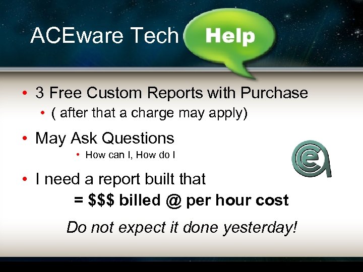 ACEware Tech • 3 Free Custom Reports with Purchase • ( after that a