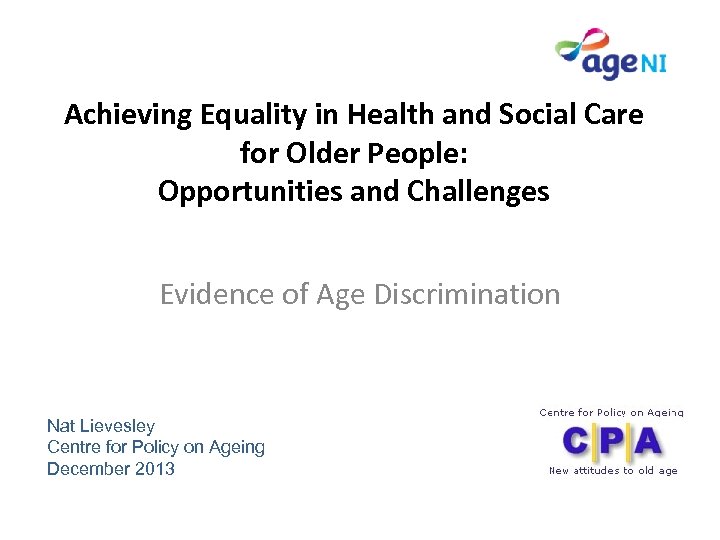 Achieving Equality in Health and Social Care for Older People: Opportunities and Challenges Evidence