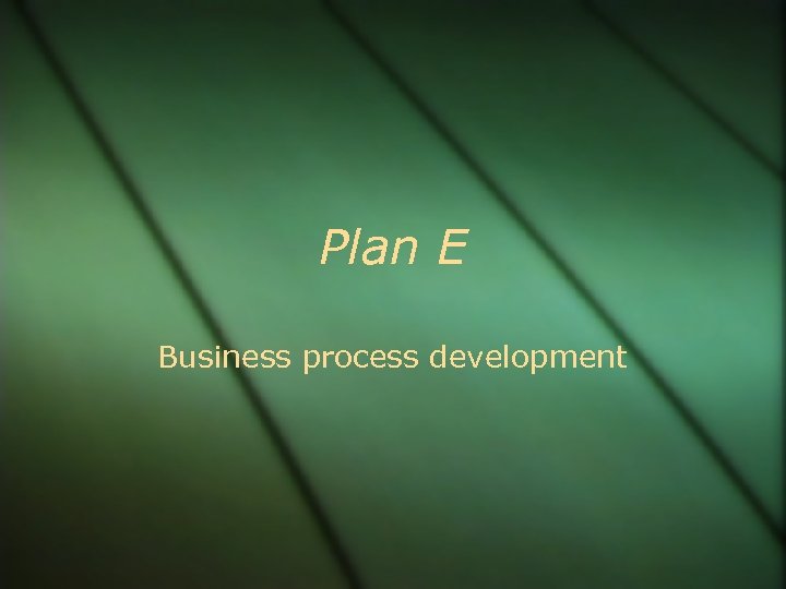 Plan E Business process development 