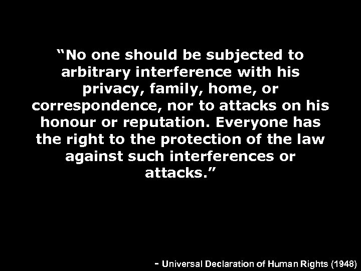 “No one should be subjected to arbitrary interference with his privacy, family, home, or