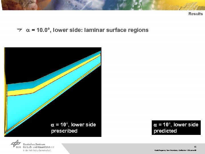 Results a = 10. 0°, lower side: laminar surface regions a = 10°, lower
