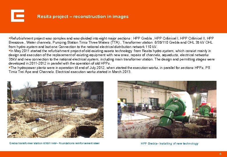 Resita project – reconstruction in images Refurbishment project was complex and was divided into