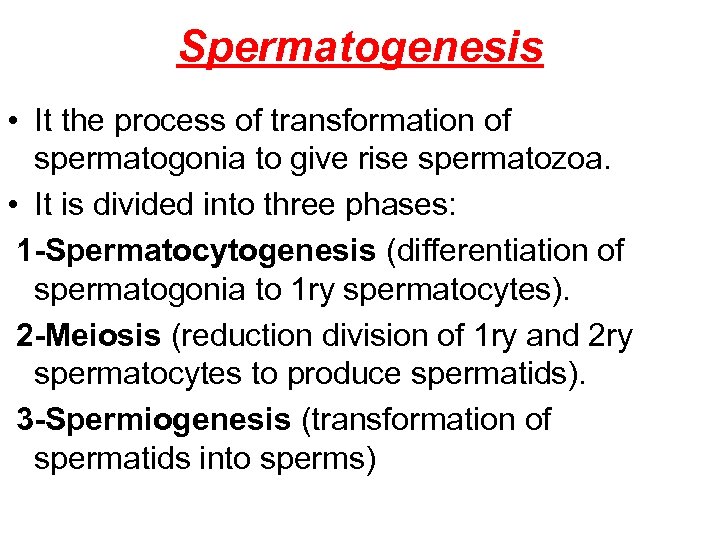 Spermatogenesis • It the process of transformation of spermatogonia to give rise spermatozoa. •