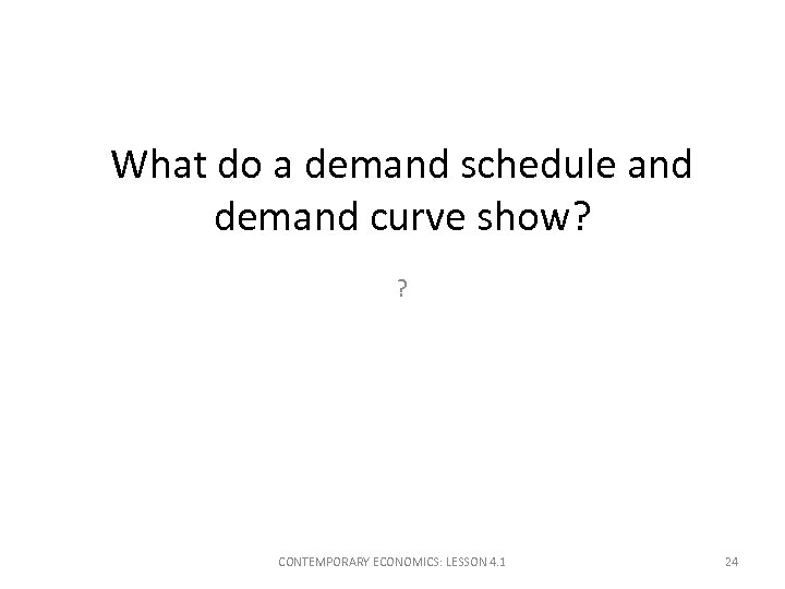 What do a demand schedule and demand curve show? ? CONTEMPORARY ECONOMICS: LESSON 4.