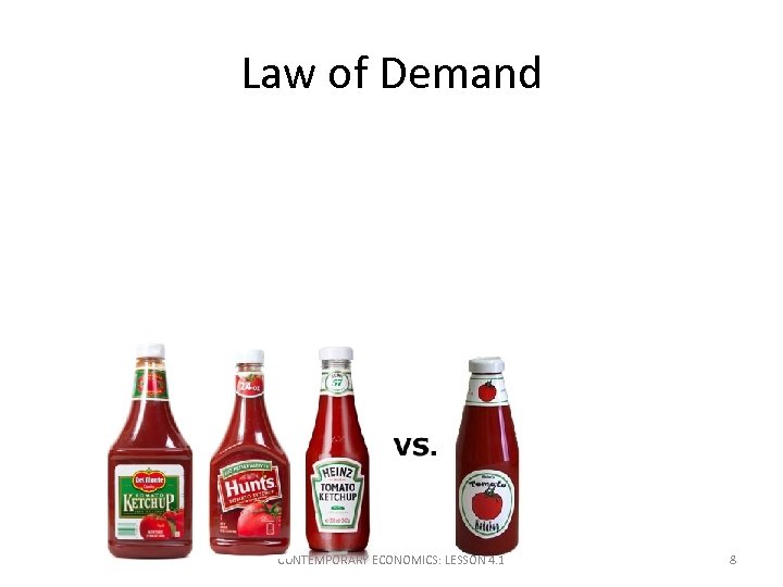 Law of Demand CONTEMPORARY ECONOMICS: LESSON 4. 1 8 
