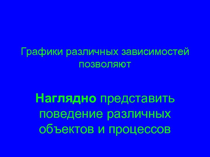 Графики различных зависимостей позволяют Наглядно представить поведение различных объектов и процессов 
