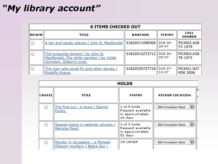 “My library account” 