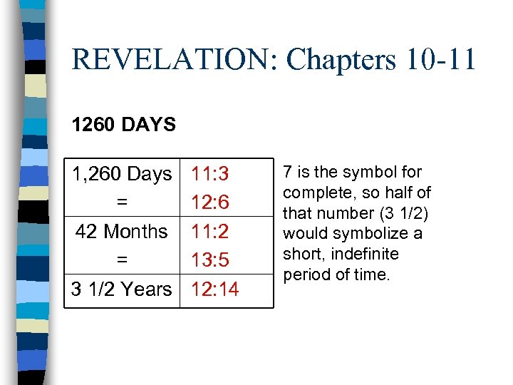 REVELATION: Chapters 10 -11 1260 DAYS 1, 260 Days = 42 Months = 3