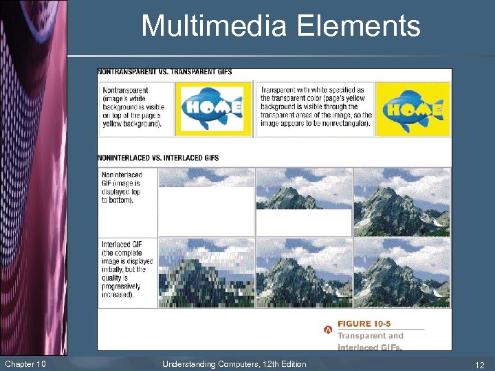 Multimedia Elements Chapter 10 Understanding Computers, 12 th Edition 12 