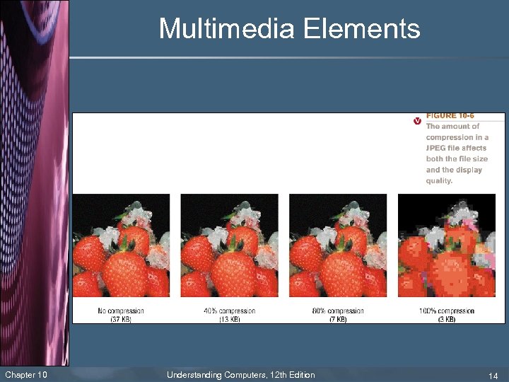 Multimedia Elements Chapter 10 Understanding Computers, 12 th Edition 14 