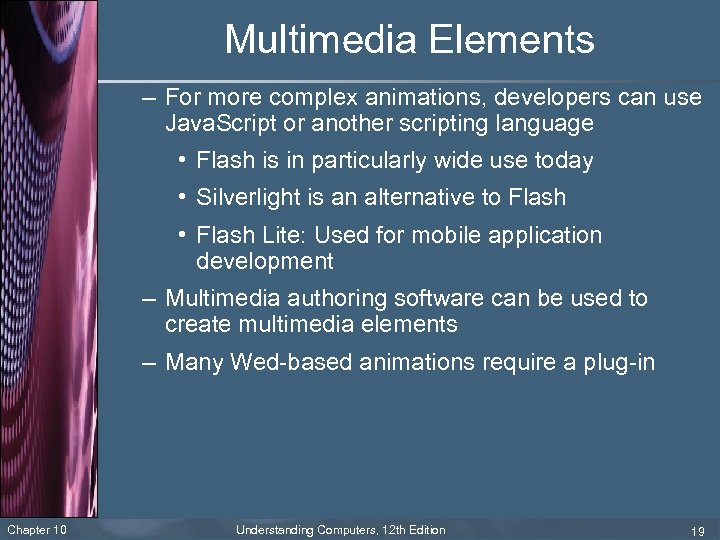 Multimedia Elements – For more complex animations, developers can use Java. Script or another