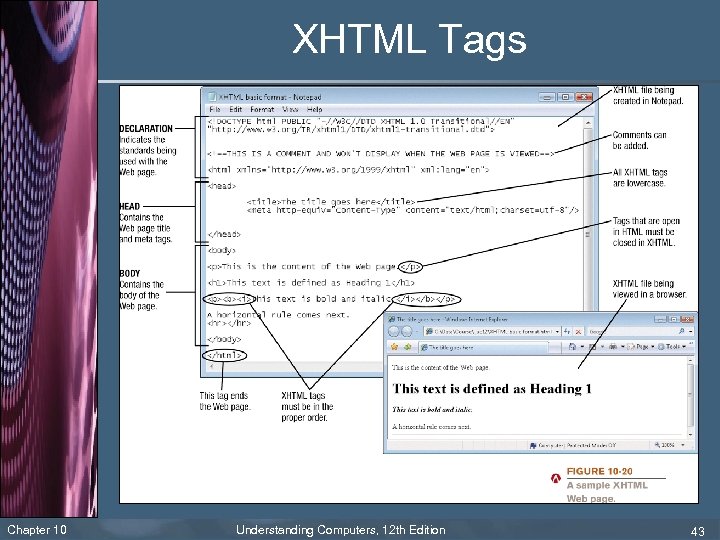 XHTML Tags Chapter 10 Understanding Computers, 12 th Edition 43 