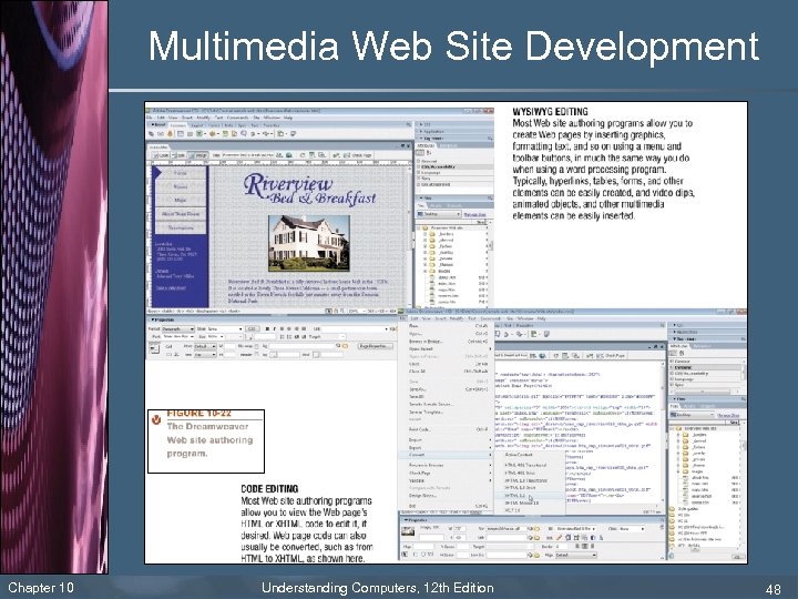Multimedia Web Site Development Chapter 10 Understanding Computers, 12 th Edition 48 