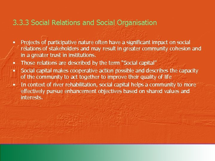 3. 3. 3 Social Relations and Social Organisation • • Projects of participative nature