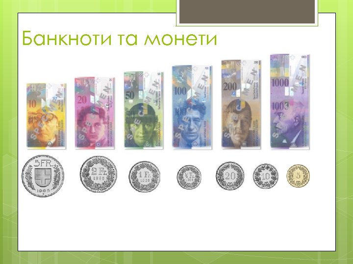 Банкноти та монети 