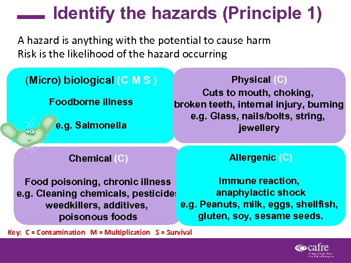 Identify the hazards (Principle 1) A hazard is anything with the potential to cause