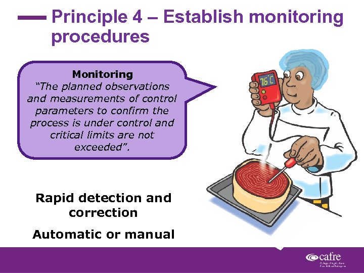Principle 4 – Establish monitoring procedures Monitoring “The planned observations and measurements of control