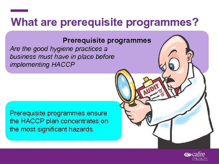 What are prerequisite programmes? Prerequisite programmes Are the good hygiene practices a business must