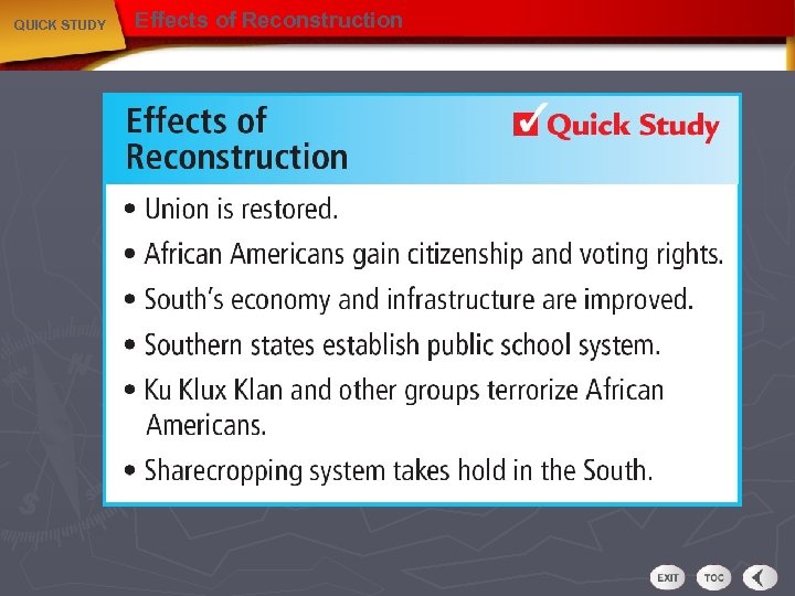 QUICK STUDY Effects of Reconstruction 