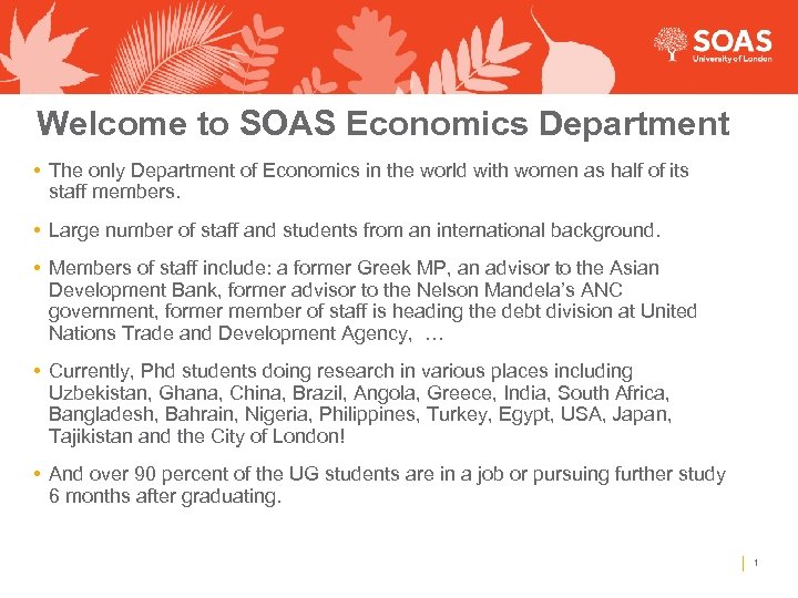Welcome to SOAS Economics Department • The only Department of Economics in the world