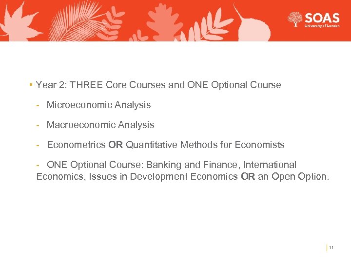  • Year 2: THREE Core Courses and ONE Optional Course - Microeconomic Analysis