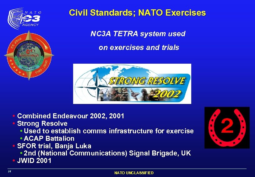 Civil Standards; NATO Exercises NC 3 A TETRA system used on exercises and trials