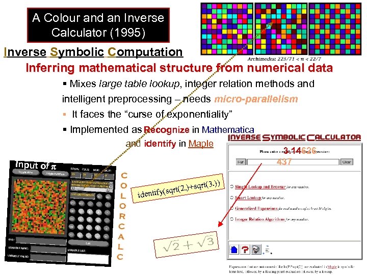 A Colour and an Inverse Calculator (1995) Inverse Symbolic Computation Inferring mathematical structure from