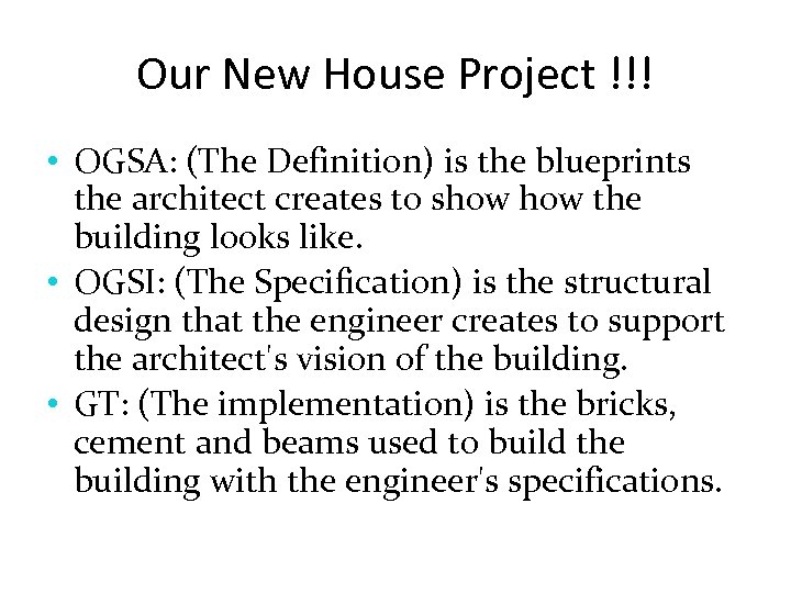 Our New House Project !!! • OGSA: (The Definition) is the blueprints the architect