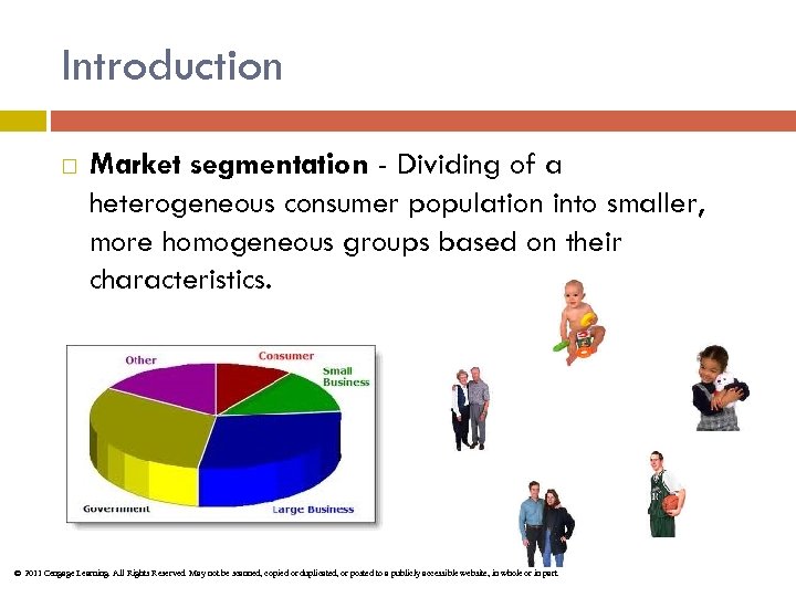 Introduction Market segmentation - Dividing of a heterogeneous consumer population into smaller, more homogeneous