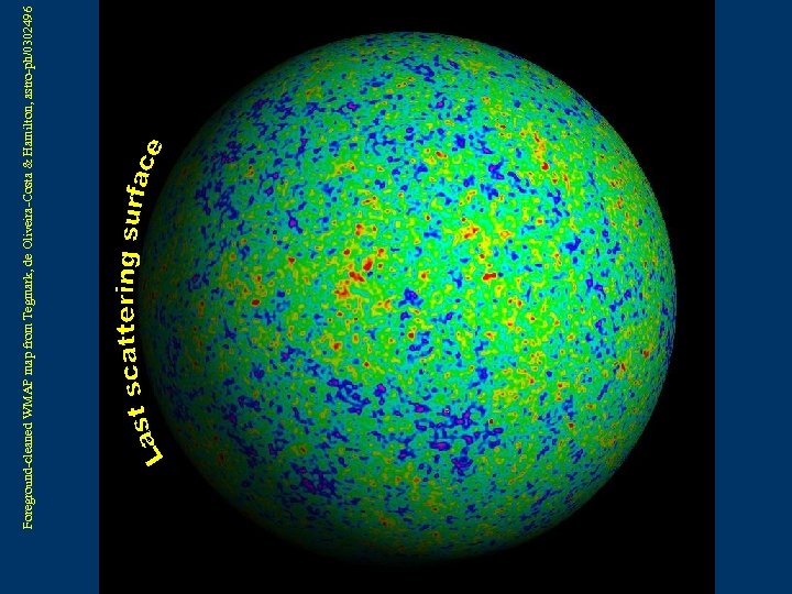 Foreground-cleaned WMAP map from Tegmark, de Oliveira-Costa & Hamilton, astro-ph/0302496 CMB History 
