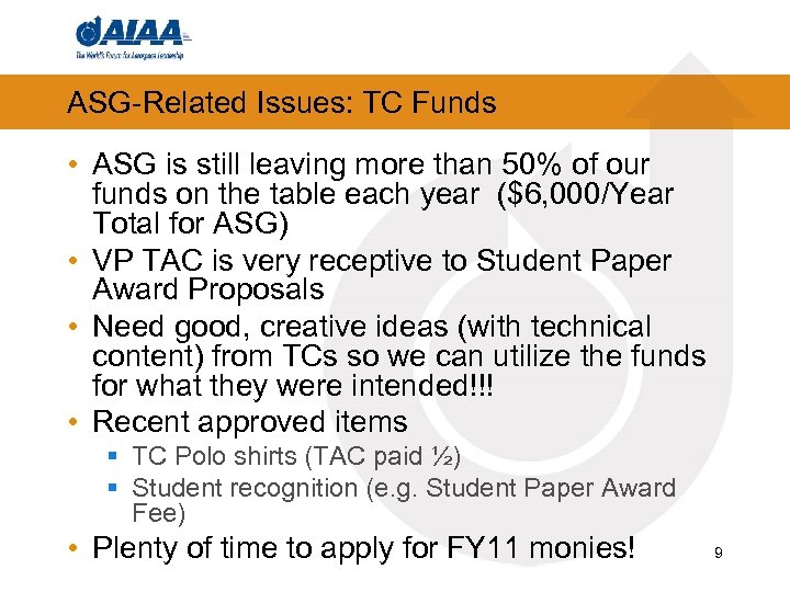 ASG-Related Issues: TC Funds • ASG is still leaving more than 50% of our