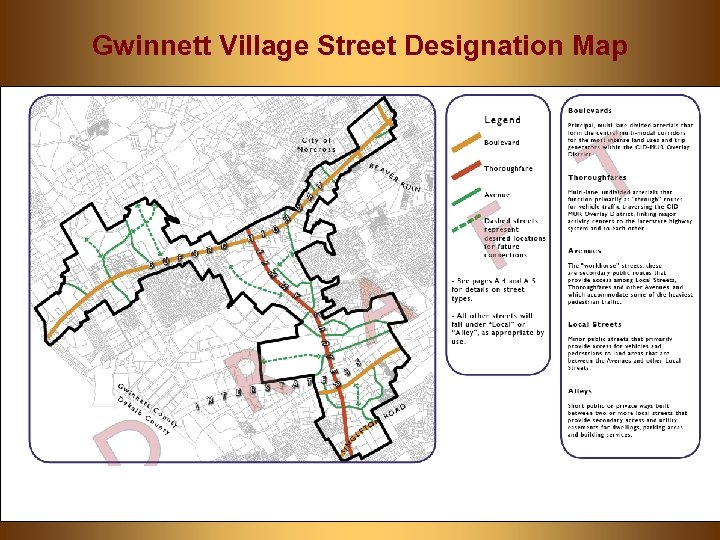 Gwinnett Village Street Designation Map for GVCID 