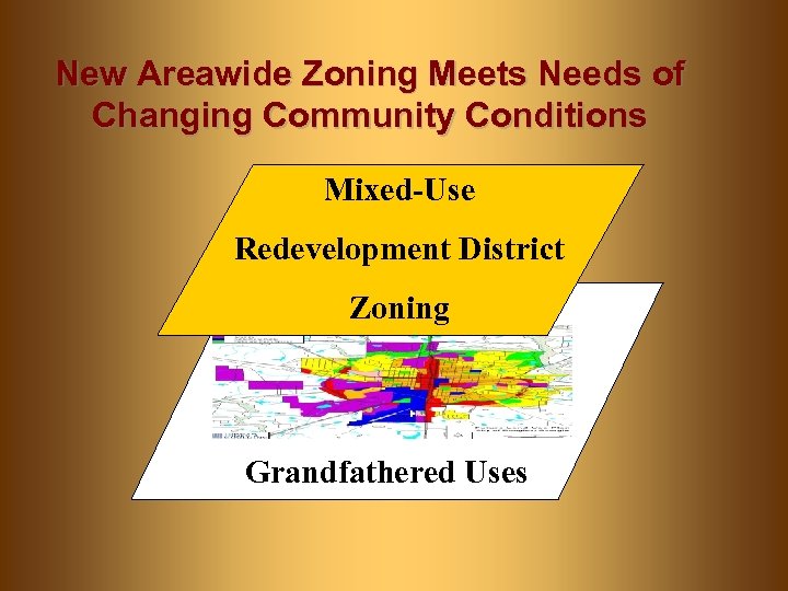 New Areawide Zoning Meets Needs of Changing Community Conditions Mixed-Use Redevelopment District Zoning Grandfathered