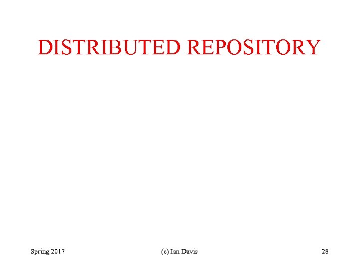 DISTRIBUTED REPOSITORY Spring 2017 (c) Ian Davis 28 